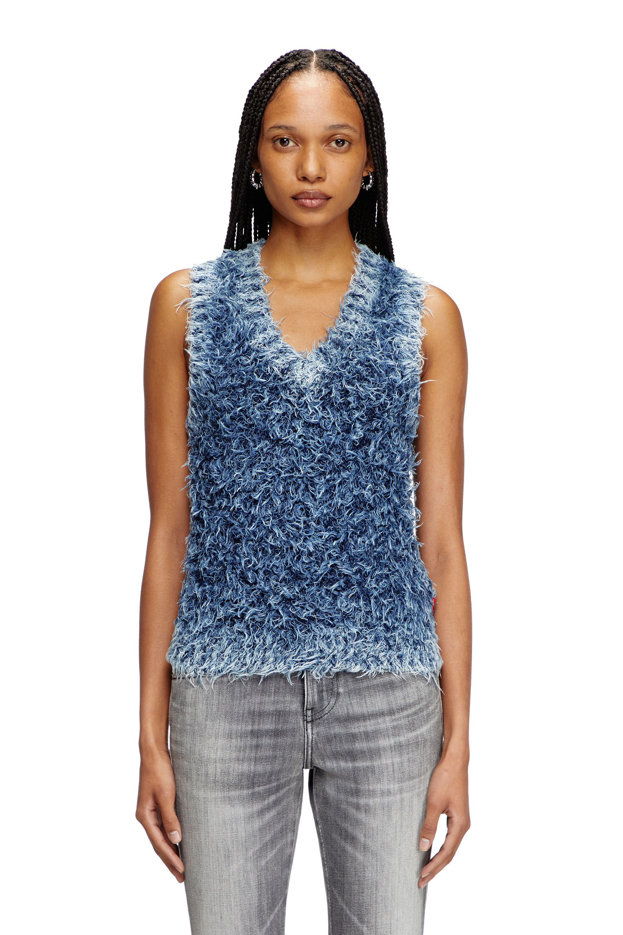 Diesel - M-DELIN, Gilet en maille texturée Femme in Bleu - 3