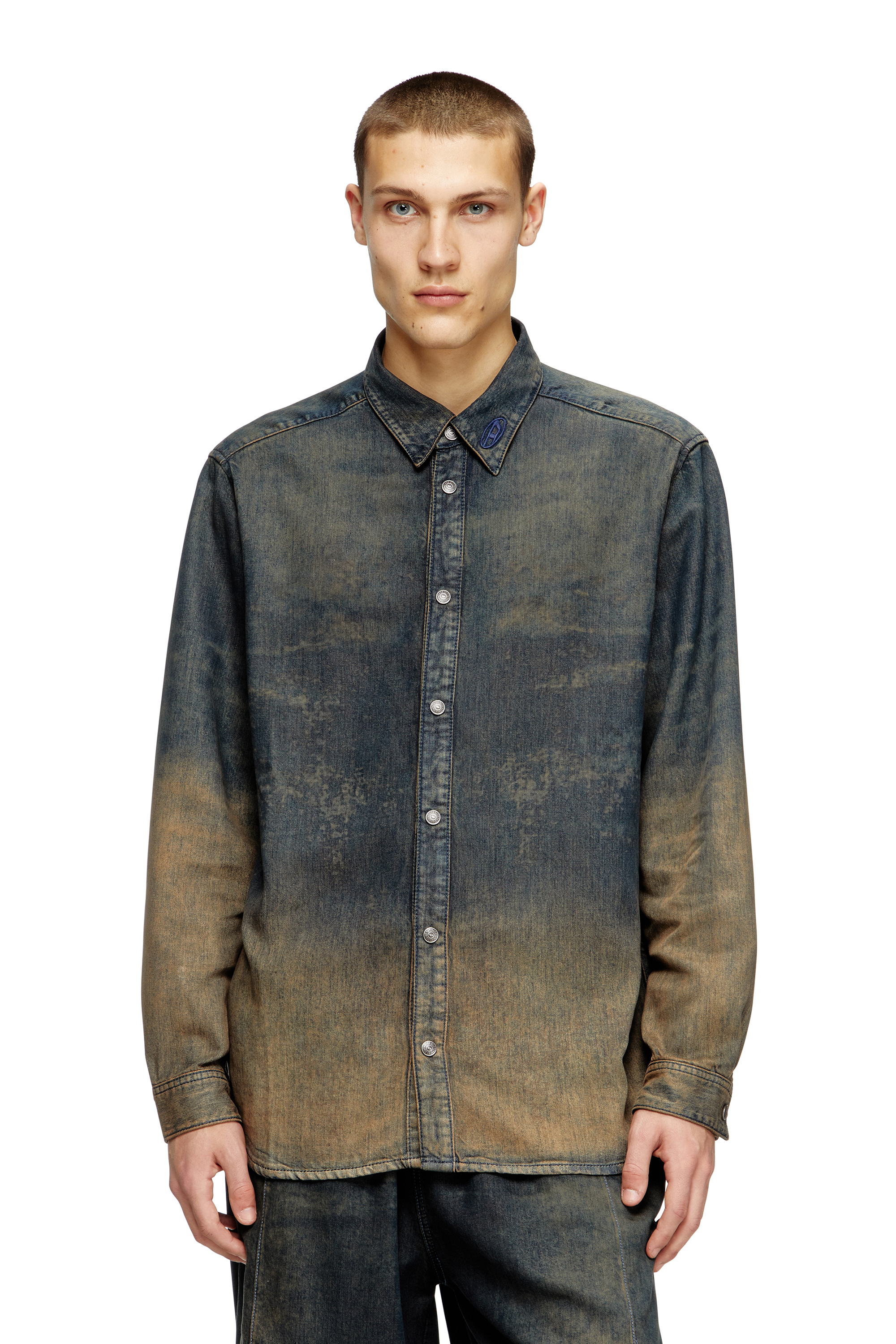 Diesel - D-SIMPLY-S8, Chemise en denim fluide nuancé Homme in Bleu - 1