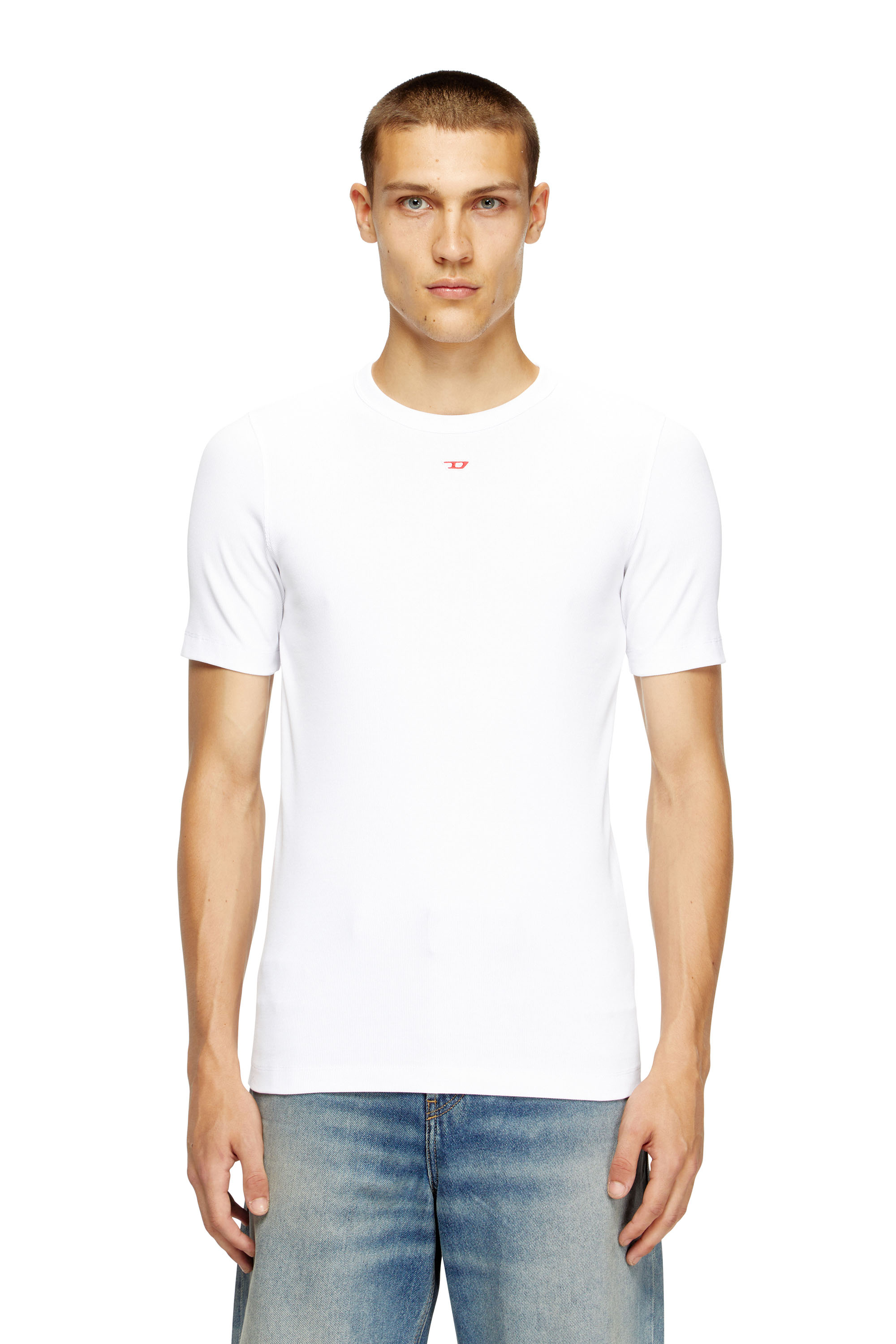 Diesel - D-RIBBER-N, T-shirt avec empiècement D Homme in Blanc - 1