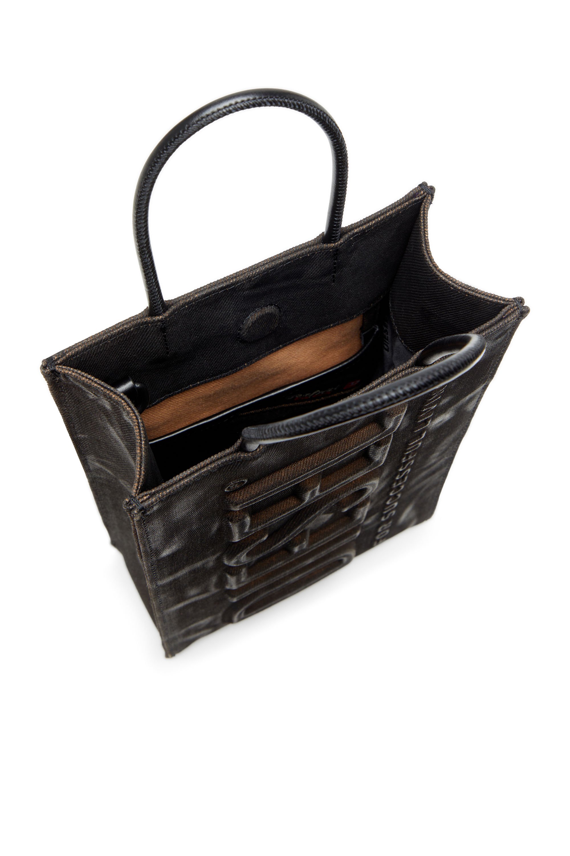 Diesel - LES SHOPPERS SHOPPER M X, Man's Les Shoppers-Tote bag in coated flocked denim in Black - 3