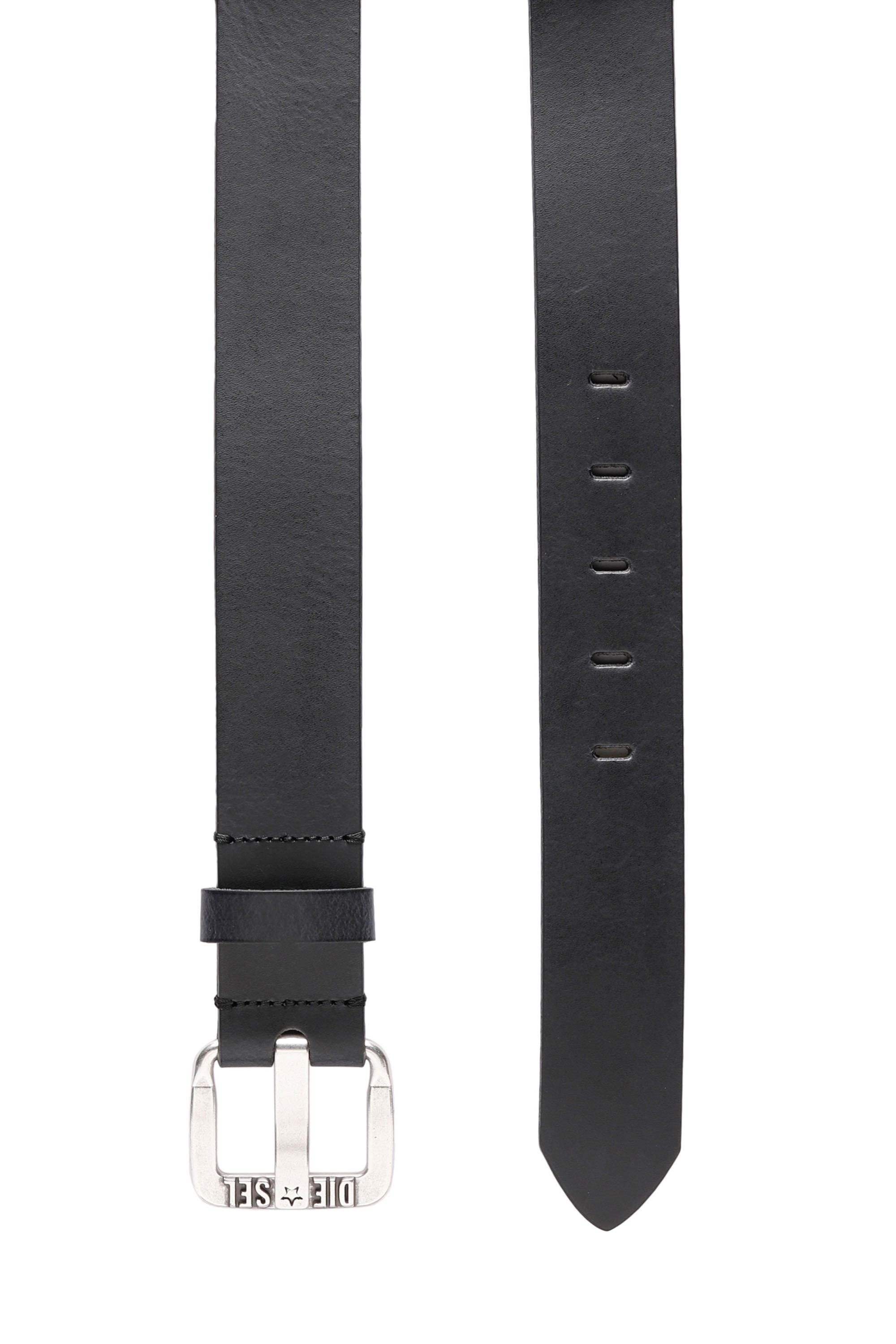 Diesel - B-STAR II, Man's Leather belt with metal star logo buckle in Black - 3