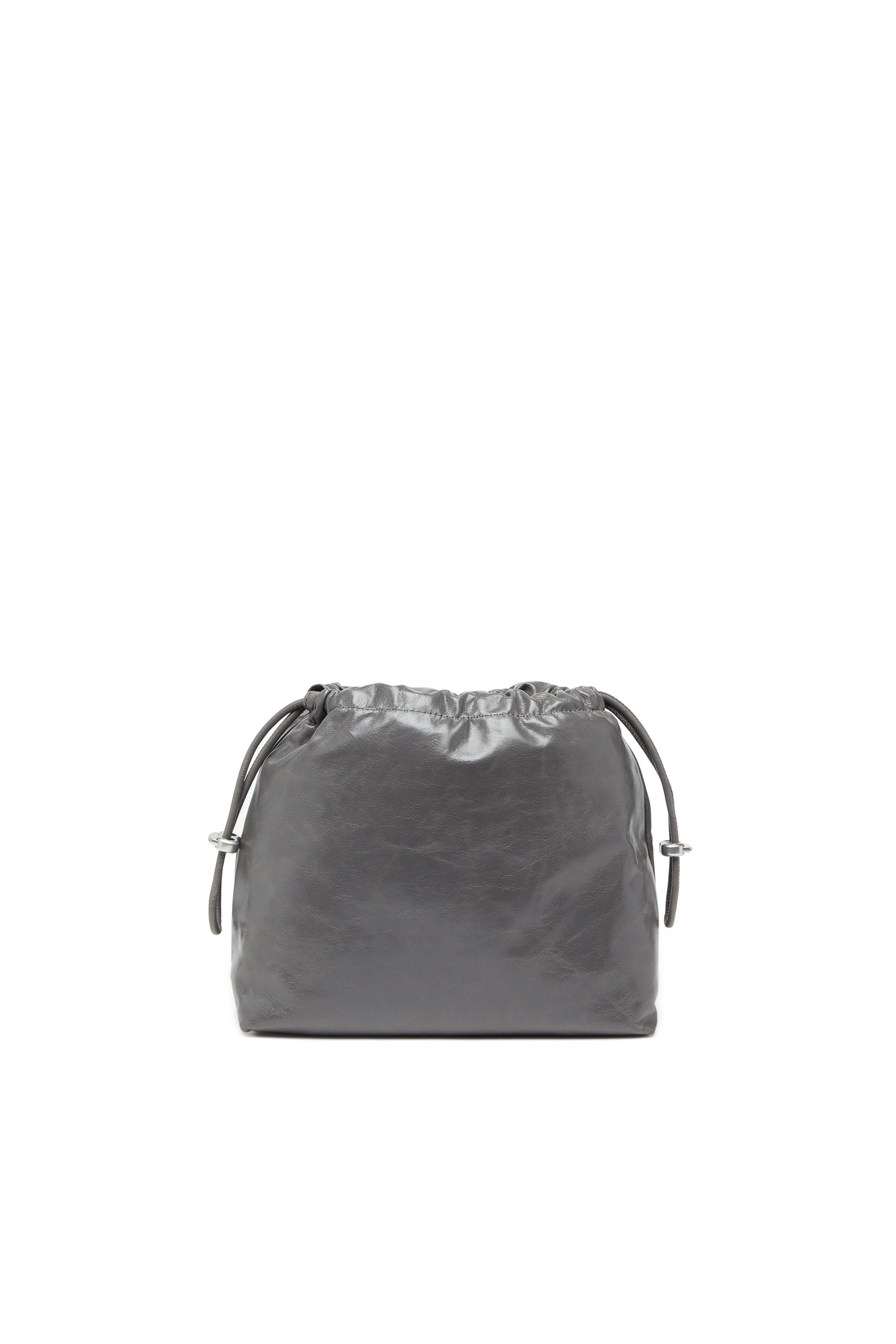 Diesel - SCRUNCH-D BUCKET, Scrunch-D-Sac seau en cuir froissé et brillant Femme in Gris - 3